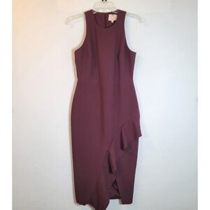 Cinq a Sept Womens Plum Piper Tank Ruffle Midi Dress Size 6 Purple Career Party